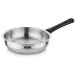 Prabha Heavy Gauge Encapsulated Base Stainless Steel Induction Base Magnum Hammered Finish Fry Pan, Frying Pan Without Lid, Capacity 1.7 L, Size 220 MM