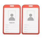 Shining Zon Natural Hard Metal Aluminum Alloy PVC ID Card Holder Badge with Scratch Guard for Office ID Cards Only (Red Vertical - 3)