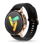 Pebble Vast 1.43 inch(3.63 cm) Amoled Bright Display, BT Calling, Always On Display,Health Suite, Multi Sports Modes, Premium Build, Multiple Watch Faces, AI Voice Assitance, Sleep Monitor, Alarm & Notifications smartwatch-Midnight Gold