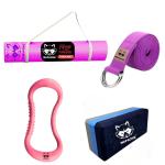 MAPACHE Yoga Pro+ combo for maximum yoga practice and asanas, Yoga Bliss Bundle Mat and More for Your Complete Practice, pack of 4 with eva yoga mat, yoga bricks and yoga rings with (24)