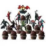 Zyozique 10 PCS Super Hero Cupcake Toppers for Kids Birthday Party Cake Decoration Cupcake Topper