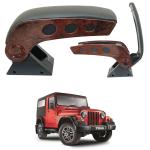 Oshotto Dual Tone (Black & Wooden Finish) Car Armrest Console Compatible with Mahindra Thar