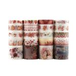 Hasthip Red Washi Paper 20 Rolls Tape Set, Vinatge Masking With 3 Sizes 10 (Pack Of 20)