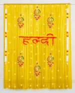 Specialyou.in 19pcs haldi Decoration Items for Marriage Combo kit with Yellow Crape haldi Backdrop with latkans & Fairy Lights for haldi Function Backdrop Decoration, Wedding Decoration.