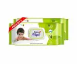 Little Angel Gentle Soft Cleansing Baby Wipes 144 Count Lid Pack with Aloevera & Vitamin E, Combo Pack of 2, 72 Count/Pack