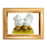 Hawai Feng Shui Vastu Remedies Wooden Golden Framed Pair Love Birds Photo for Home Office Business Place 21x17cm SFDI239GLDFRM