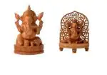 RITUALISTIC Ganesha Idol/Statue with Jali + Lord Ganesha (Ganapathi, Ganesh) for Table Top, Home Temple, Car Dashboard; Fine Hand-Carved Kadam Wood Statue Best Birthday, Good Luck Gifts Combo Pack 2