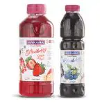 Manama Strawberry Whole Fruit Crush and Blueberry Crush | 750ML Each | Topping for Cakes, Pies and Shakes | Pack of 2