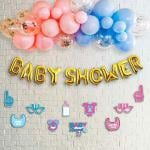SpecialYou.in Pink and Blue Theme Baby Shower Party Decoration Items for Mom and Dad to Be with Props, Foil Banner and Pastel Pink, Blue and Confetti Balloons- Set of 36pcs