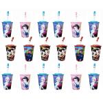 Kartual Return Gift For Kids In Bulk | 3D Printed Sipper Glass with Flexible Straw For Drinking Milk, Juice, Water, Soft Drinks Etc (Pack of 18, Yellow)