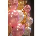 AMFIN (Pack of 25) 10 inch Metallic Balloons Pink, Gold and White for Birthday Decoration, Decoration for Weddings, Engagement, Baby Shower, Anniversary Party, Theme - Pink, Gold & White