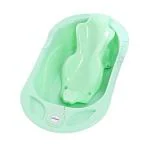 BUMTUM Baby Bathtub & Anti Slip Baby Plastic Bath Chair | Bathtub With Drain Plug, Baby Bath Seat/Sling With Non Slip Suction Base For Babies, Infant & Toddlers(Sea Green)