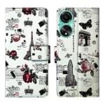 A D Enterprises White Tower Flip Cover for Oppo A58 4G | Magnetic Case | Shock Absorbent | Flip Cover Oppo A58 4G