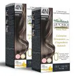 Aequo Organic Damage Free Cream Hair Color Salon Pack 4N Cafe Medium Brown 120 ml (pack of 2)