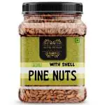 NUTRI PETALS Premium Pine Nuts Dry Fruits With Shell Whole Chilgoza, Neza Big Size|Healthy food Jar Pack 1 kg (Lebanon Chilgoza Giri)