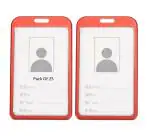 Shining Zon Natural Hard Metal Aluminum Alloy PVC ID Card Holder Badge with Scratch Guard for Office ID Cards Only (Red Vertical - 25)