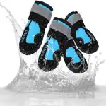 KUTKUT Dog Rain Boots Waterproof Dog Shoes with Reflective Rugged Anti-Slip Sole and Skid-Proof, Dog Shoes for Hot Pavement, Heat Resistant Dog Booties For Medium Large Dogs (Blue: SIZE: 8)