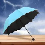 Fourfox Fancy Magic Umbrella Blossoms Occur with Water Rain for Girls Boys Women (Sea Blue)