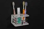 Devashree Bathroom Toothpaste Stand with Toothbrush Holder Acrylic Toothpaste Holder Wall Mount Acrylic, Stainless Steel Toothbrush Holder-(White, Wall Mount)