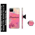 Mobi Elite Dreamer Printed Hard Back Case with Mobile Holder, Pop socket for Realme C12, Realme C25, Realme C25s, Realme Narzo 20, Realme Narzo 30a