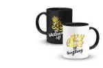 The Desi Monk Black, White, Gold Ceramic King and Queen Of Everything Colorful Black Mug - 325 Ml