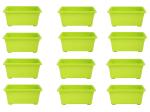 Go Hooked Rectangular Green Plastic Jupiter Flower Pots Pack of 12 (35 cm x 18.5 cm x 15 cm)