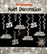 My Party Suppliers 25th Wedding Anniversary Ceiling Hanging Swirl Decorations (pack of 12)