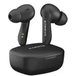 HAMMER Solitude Bluetooth Earbuds with Upto 22H Playtime, ENC, Fast Charging Type-C, IPX4 Water Resistant, Bluetooth v5.3, Touch Controls and Voice Assistant (Truffle Black)