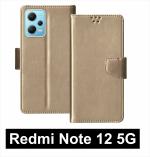 Sbms Redmi Note 12 5G Gold Artificial Leather Flip Cover