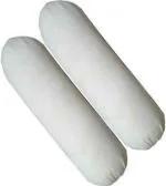 KHUKU Polyester Fibre Solid Bolster 30 x 76 cm White (Pack of 2)