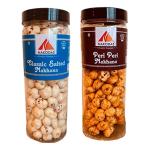 Nakodas Roasted Makhana Combo - Peri Peri, Roasted Cheesy | lotus seeds for eating | Fox Nuts (70gm each, Pack of 2)