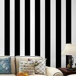 CRIMSON DECORS Black and White Stripes SELF Adhesive Wallpaper for Bedroom LIVINGROOM Kitchen Corridor Restaurant Peel and Stick Vinyl Wallpaper - 200*45 cm - 9 SQFT Approx