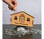 Future Works Piggy Bank Wooden Money Bank and Coin Box Gulak Money Bank House Handicraft Good Luck for Money Savings Unique Gift and Home Decor (Gullak Big Size Made in India) (Hut Shape Showpiece Buddha)