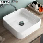 Plantex Wash Basin for Bathroom/Ceramic Basin/Square Table Top Basin/Wash Basin for Home/Restaurant - (Polo - White)