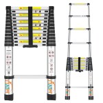 Mivu 3.8m (12.5 feet) Portable & Compact Aluminium Telescopic Ladder | Portable & Compact | Lightweight Height Adjustable Multipurpose Telescopic Ladder for Home & Outdoor use (13steps - 3.8m)