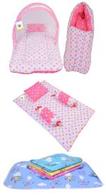 Toddylon New Born Baby Boy's & Baby Girl's Bedding Combo of Net Bed Sleeping Bag Gaddi Set & Sheets Sets