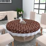 MONKDECOR PVC Printed Design Round Shape 6 Seater Dinning Table Cover (Size-72 Inches Diameter) Design-7