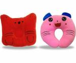 Chinmay Kids Red & New Pink Cotton Animals Baby Pillow Pack of 2