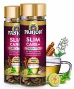 Panjon Slim Tea For Weight Loss with Herbal Oolong, Moringa, Lemongrass, Garcinia Cambogia, Rooibos, Gymnema Sylvestre Slimming Green Tea (2x30 Cups) 2 Jars