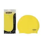 Viva Unisex Silicone Swimming Cap with Zip Pouch (Yellow)