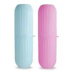 KATHIYAWADI Pack OF 2 Capsule Shape Travel Toothbrush Case Cover Holder Portable Toothbrush Storage Box Container Plastic Toothbrush Holder Bathroom Organizer Accessories Set