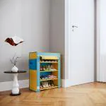 Fabura Shoe Rack in 4 Shelf with Cover in Blue & Yellow color