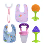 KUPEPE Baby Fruit Nibbler, Spoon feeder, Finger Brush, Baby Item ( Multicolor ) & Teether and Feeder (Grey)