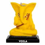 VOILA Lord Shree Ganesh Ji Car Dashboard Idol Poly Marble 8x7x5 (Yellow)
