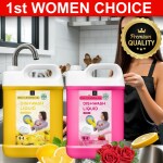 Bliss & Blush Dish wash Liquids Yellow 5Liter & Pink 5Liter Combo pack | Gel Lemon & Rose Refill Can| The Power Of Lemons