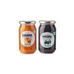 Bhuira|All Natural Jam Black Cherry Preserve & Three Fruit Marmalade-240g each|No Added preservatives|No Artifical Color Added|Pack of 2