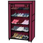 URBAN CHOICE 5 Tier Collapsible Wardrobe, Shoe Stand for Shoe, Cloth Storage(Maroon)
