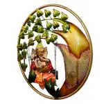 eCraftIndia Iron Handcrafted Lord Ganesha on Swing Under Tree Wall Hanging with LED's 49 cm