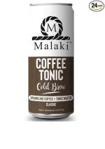 Malaki Sparkling Coffee Tonic Pack | Low Calorie Tonic Drink | 100% Arabica Coffee | Carbonated Caffeinated Beverage | Ready To Drink | Pack of 12 x 250ml)