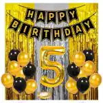 Zyozique 36 Pcs Combo 5th Birthday Party Decorations,Birthday Decorations kit for Boys 5th birthday,Baby Birthday Decoration Items 5 Year ,5th Birthday Decoration Items For Boys Gold & Black Birthday Decoration